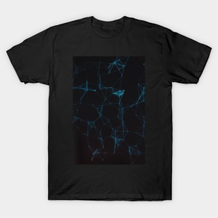 Abstract Blue Lines Resembling Star Constellation on Black Background T-Shirt